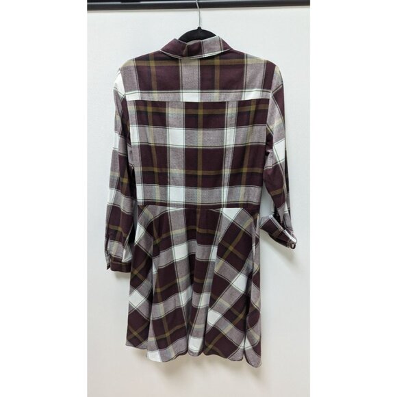 Cremieux Maroon/Brown Flannel Button-Down Dress - Picture 2 of 2